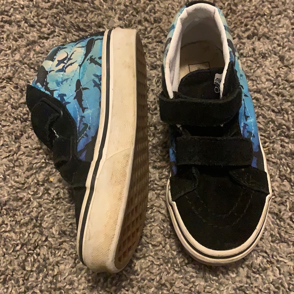 Vans youth size 12.5 black velvet with sharks